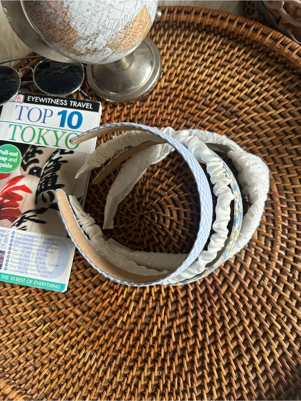 Blue White Yellow Fabric Headband 4 Lot Set